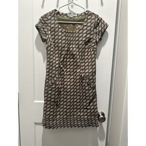 Boden Cord Needlecord Dress Size 2P Corduroy Print Dress Olive Purple